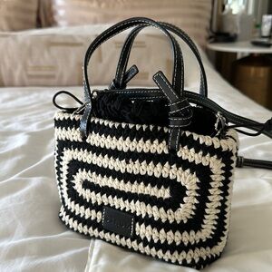 Staud black and white crochet purse